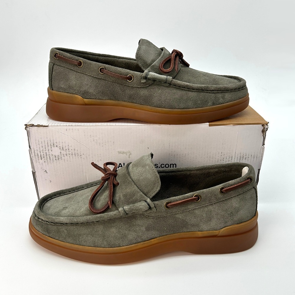 ALDO Bazzz Mens Loafer Size 9.5 Olive Green Suede Boat Shoes Pillow Walk NEW